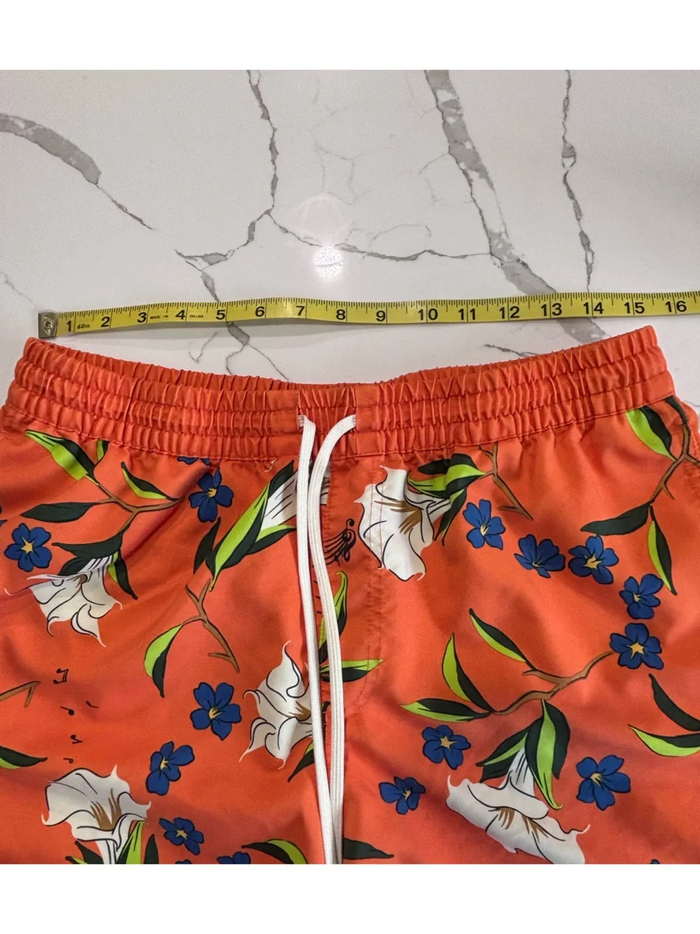 Vans Primary Floral Volley Board Shorts Orange Swim Trunks Blue White Mens Large